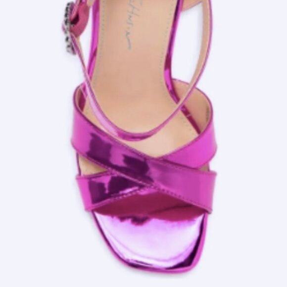 Betsey Johnson Bell Sandal Fuschia Sparkles size 8 - Picture 2 of 9